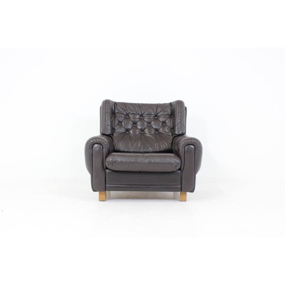 Image 1 of Brown leather armchair by Vyber, 1970