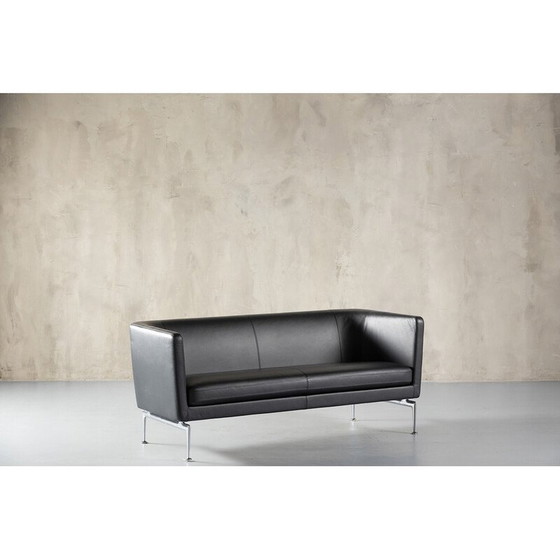 Image 1 of Vintage Vitra Suita 2-seater sofa in black leather by Charles and Ray Eames, Germany 1990
