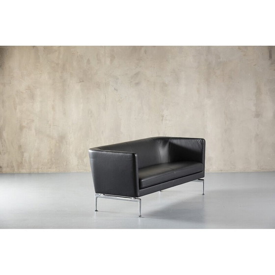 Image 1 of Vintage Vitra Suita 2-seater sofa in black leather by Charles and Ray Eames, Germany 1990