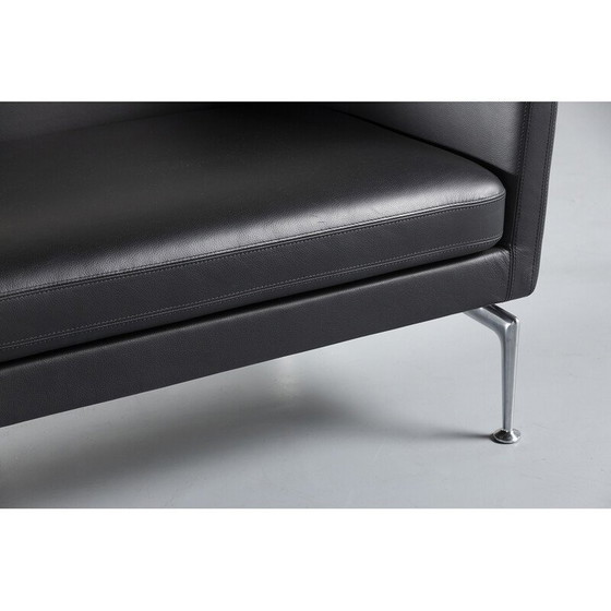 Image 1 of Vintage Vitra Suita 2-seater sofa in black leather by Charles and Ray Eames, Germany 1990