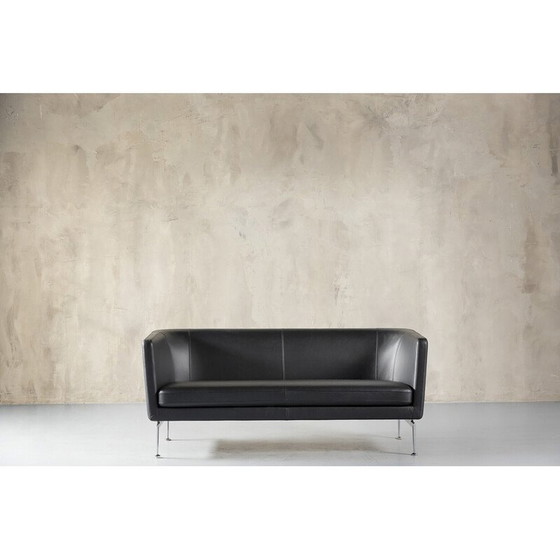 Image 1 of Vintage Vitra Suita 2-seater sofa in black leather by Charles and Ray Eames, Germany 1990