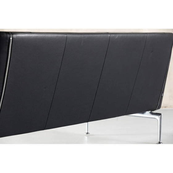 Image 1 of Vintage Vitra Suita 2-seater sofa in black leather by Charles and Ray Eames, Germany 1990