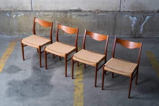 4 X Model Gs60 Dining Chairs By Arne Wahl Iversen For Glyngøre Stolefabrik