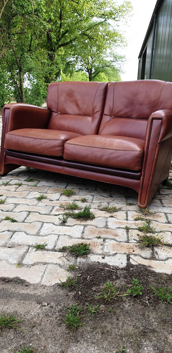 Image 1 of Art Nouveau Leather Bench