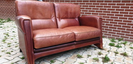 Art Nouveau Leather Bench