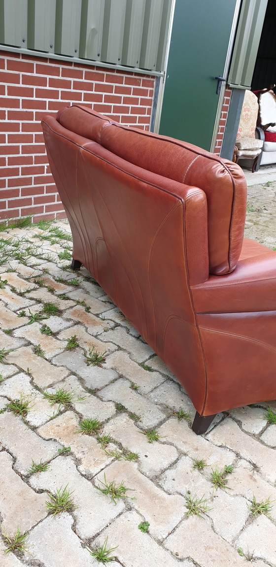 Image 1 of Art Nouveau Leather Bench