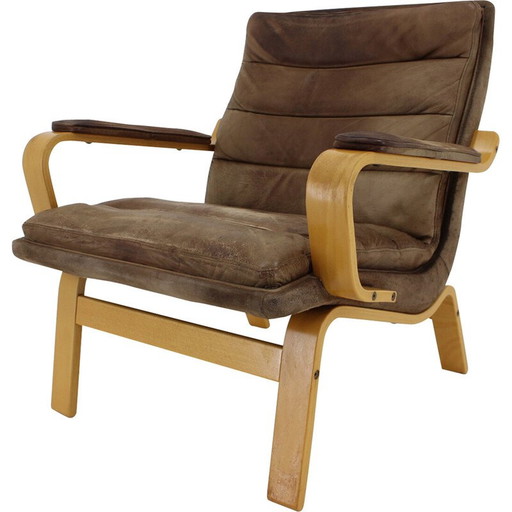 Vintage "Contino" leather armchair by Yngve Ekström, Sweden 1970s