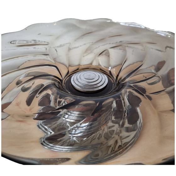 Image 1 of Art Deco Fruit Bowl Chrome And Smoke Glass 1930s