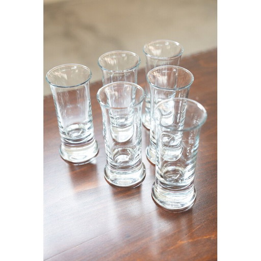 Pack of 6 vintage Riviera Vodka crystal liqueur glasses, Italy 1970