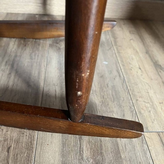 Image 1 of Pair of vintage rocking chairs for children in wood and straw