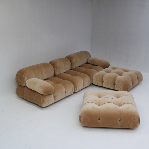 Camaleonda Set Of 5 Pieces In Soft Pink/Beige Velvet By Mario Bellini For B&B Italia