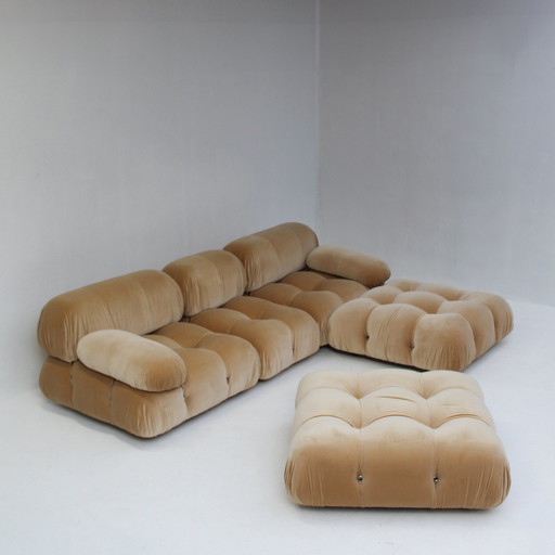 Camaleonda Set Of 5 Pieces In Soft Pink/Beige Velvet By Mario Bellini For B&B Italia