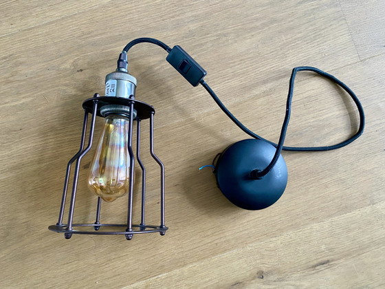 Image 1 of Il s'agit de la lampe suspendue Romi Riga avec écran-cage.