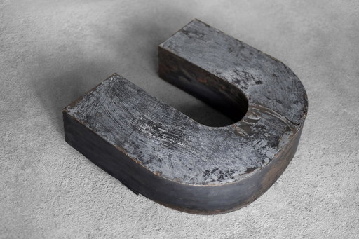 Vintage Large Industrial Polish Metal Letter U, 1950S