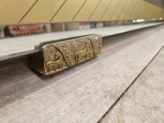 Image 1 of Mid-Century Mirror With Golden And Brass Decorations 