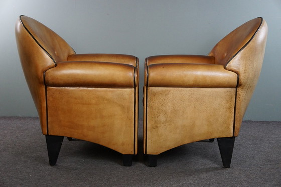 Image 1 of Set of two Bart van Bekhoven sheep leather designer armchairs/ armchairs