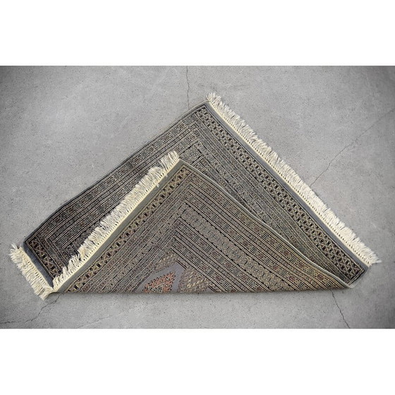 Image 1 of Tappeto Bukhara vintage pakistano blu e grigio tessuto a mano, anni '60