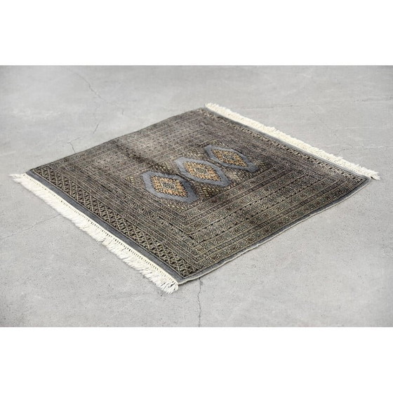 Image 1 of Tappeto Bukhara vintage pakistano blu e grigio tessuto a mano, anni '60