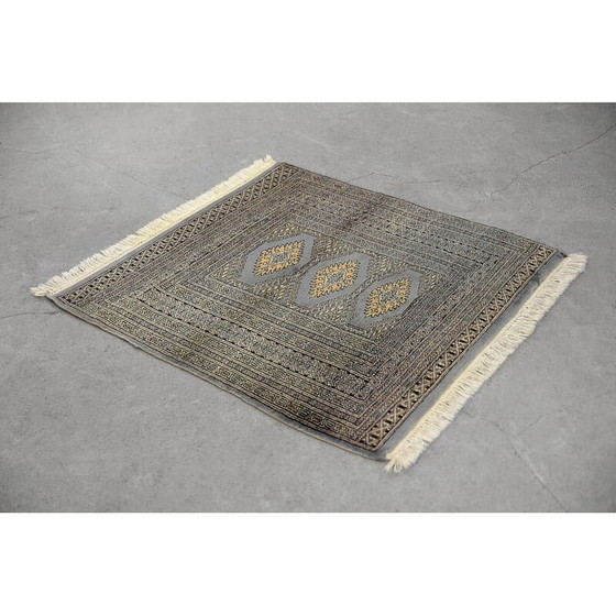 Image 1 of Tappeto Bukhara vintage pakistano blu e grigio tessuto a mano, anni '60