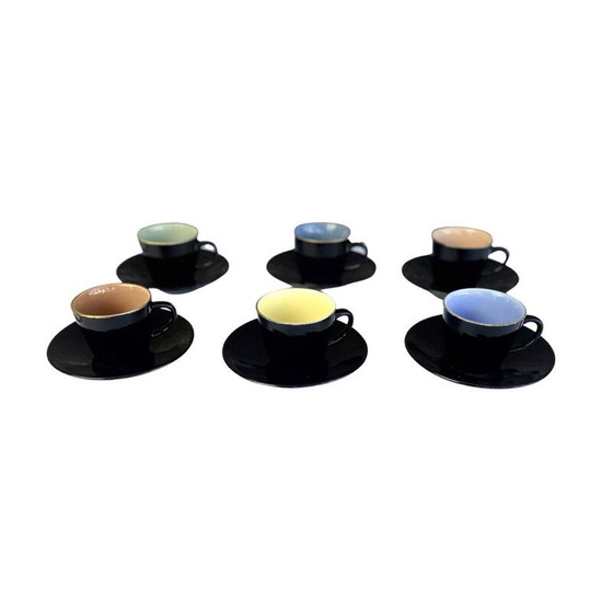 Image 1 of Set of 6 vintage colored ceramic cups for Ditmar Urbach, Czechoslovakia 1950