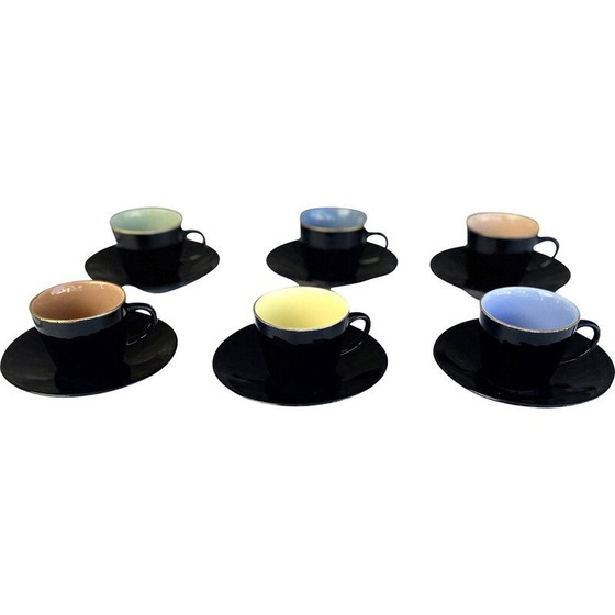 Image 1 of Set of 6 vintage colored ceramic cups for Ditmar Urbach, Czechoslovakia 1950