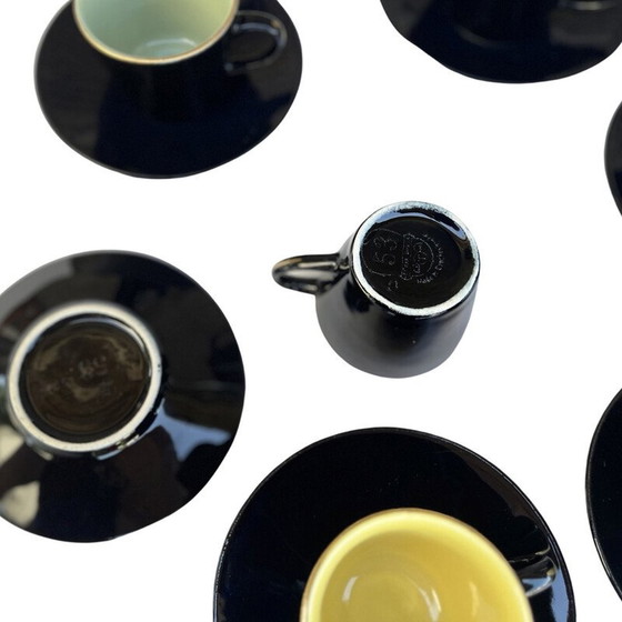 Image 1 of Set of 6 vintage colored ceramic cups for Ditmar Urbach, Czechoslovakia 1950