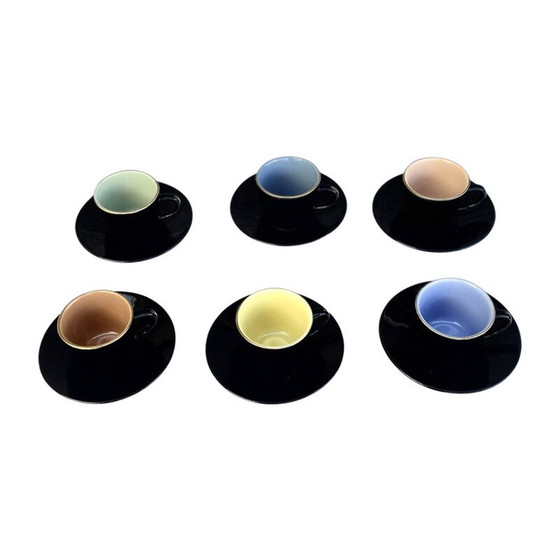 Image 1 of Set of 6 vintage colored ceramic cups for Ditmar Urbach, Czechoslovakia 1950