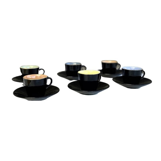 Image 1 of Set of 6 vintage colored ceramic cups for Ditmar Urbach, Czechoslovakia 1950