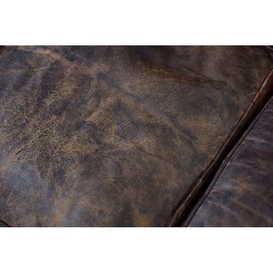 Image 1 of Vintage large antique brown leather sofa England 1920s