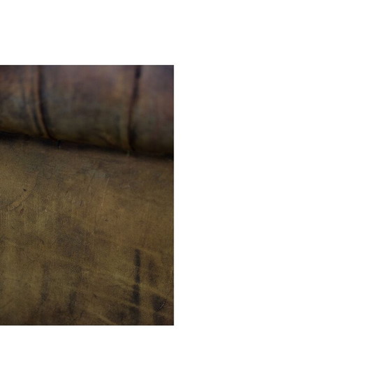 Image 1 of Vintage large antique brown leather sofa England 1920s