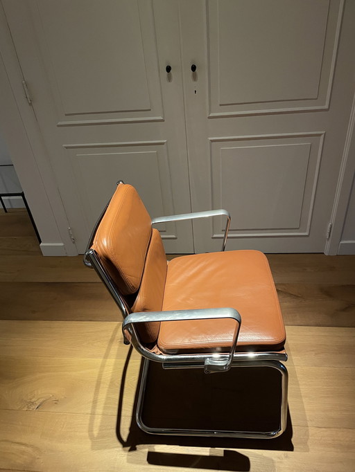 9x Tube Frame Leather Chairs