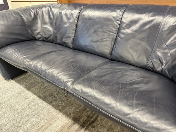 Image 1 of Leolux Scarabee Sofa 3 Seater Blue Leather