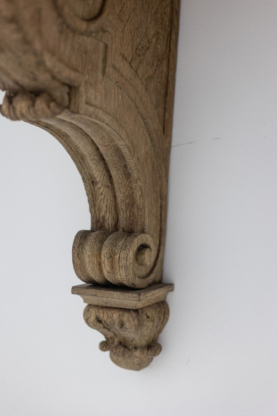 Image 1 of Carved Oak And Marble Console. Circa 1940.