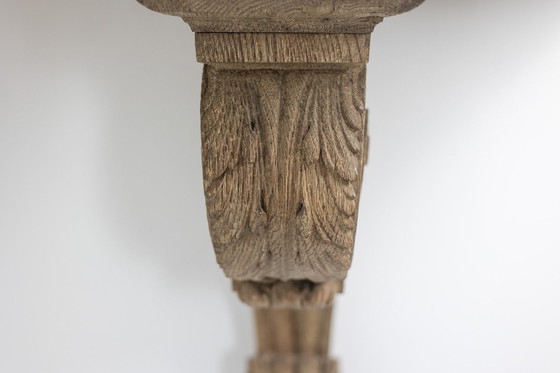 Image 1 of Carved Oak And Marble Console. Circa 1940.