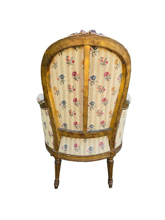 Image 1 of Louis Xvi Style Bergère En Tissu Fleuri