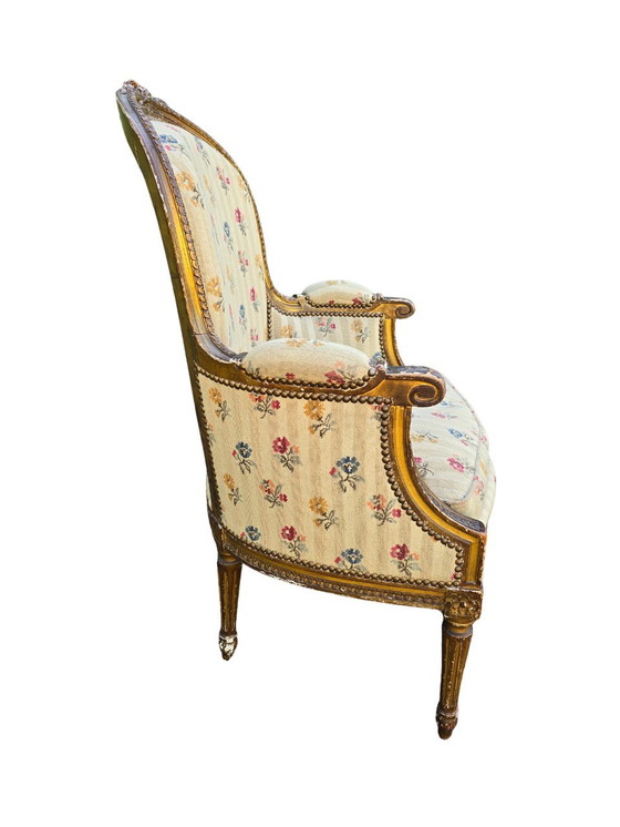 Image 1 of Louis Xvi Style Bergère En Tissu Fleuri