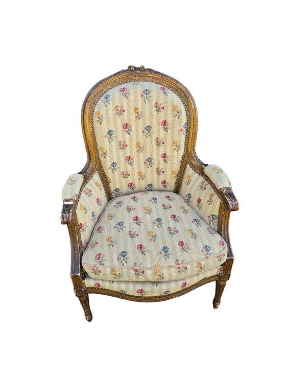 Image 1 of Louis Xvi Style Bergère En Tissu Fleuri