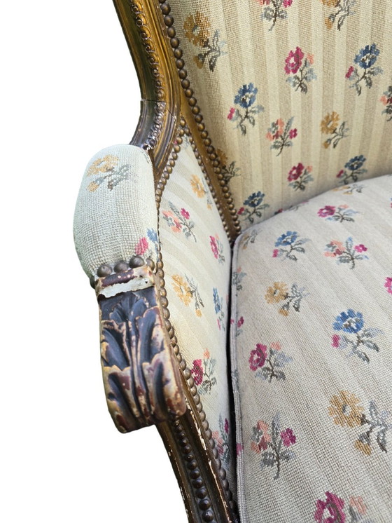 Image 1 of Louis Xvi Style Bergère En Tissu Fleuri