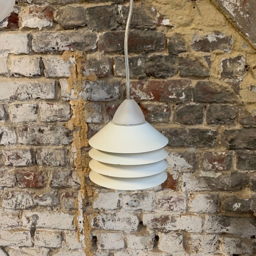 Small pendant light by Design Light model SIAM in white lacquered metal, Denmark, 1980s