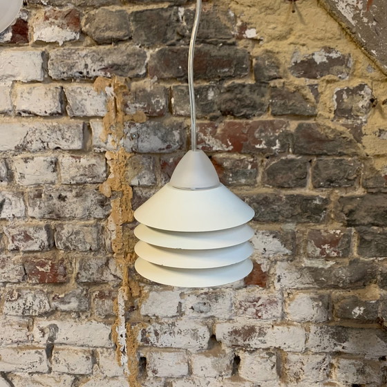 Image 1 of Small pendant light by Design Light model SIAM in white lacquered metal, Denmark, 1980s