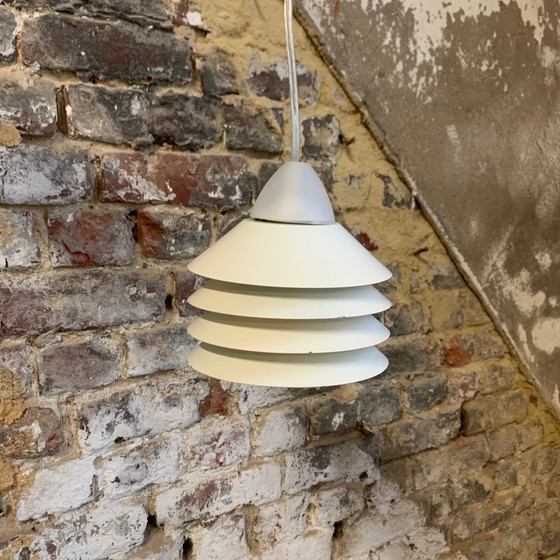 Image 1 of Small pendant light by Design Light model SIAM in white lacquered metal, Denmark, 1980s