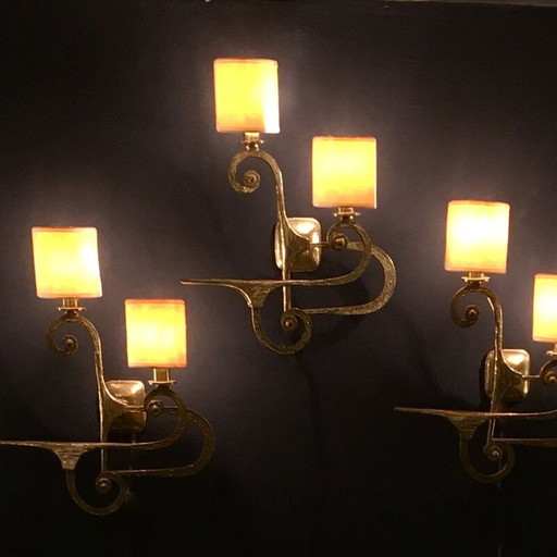 Coppia di applique in bronzo vintage di G. Piombanti, Italia anni '50