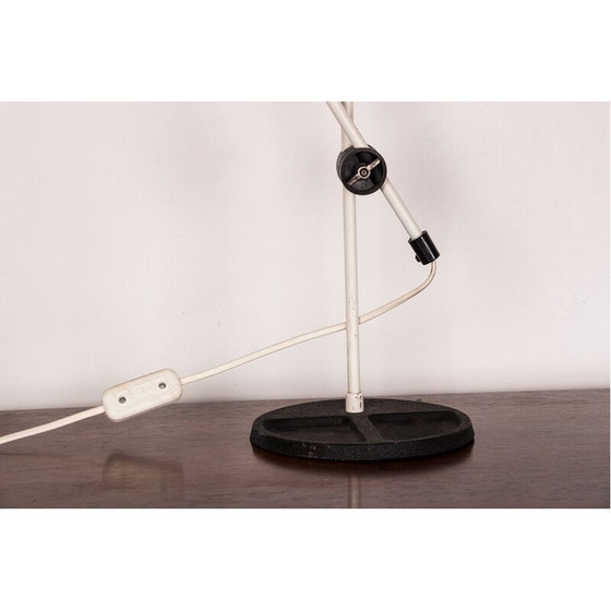 Image 1 of Vintage tilting white metal and steel desk lamp, France 1960