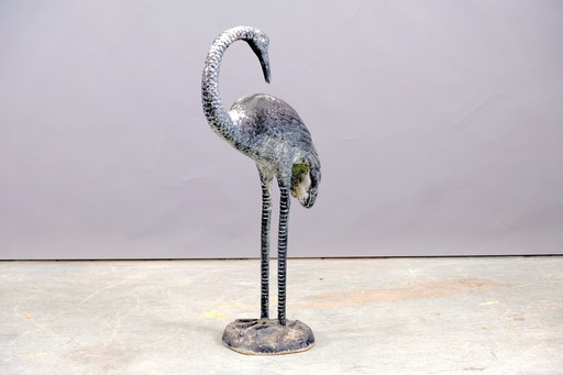 Hollywood Regency brass crane bird sculpture, 1960s