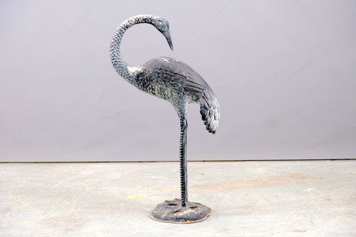 Hollywood Regency brass crane bird sculpture, 1960s