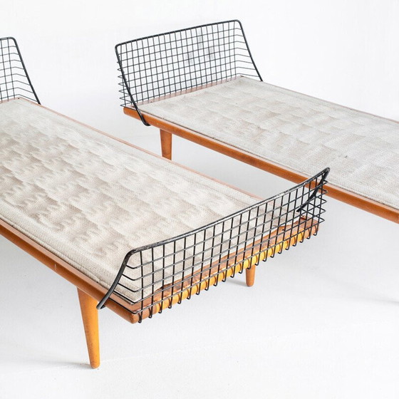 Image 1 of Single bed in teak and iron. Design by Bengt Ruda for Triva. Sweden, 1960s