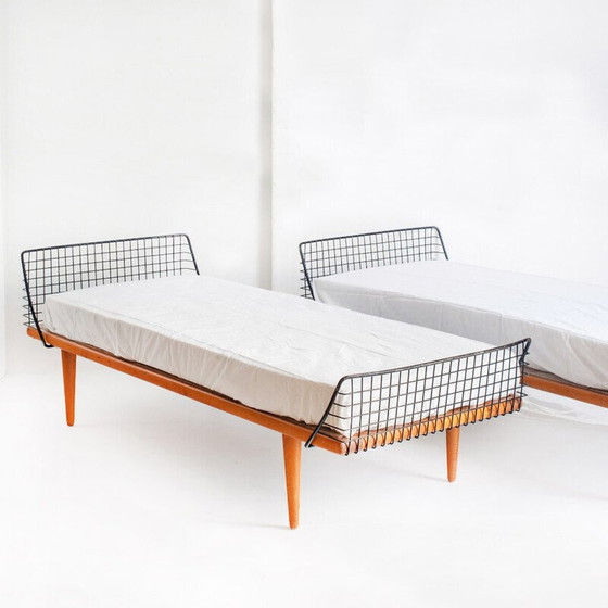 Image 1 of Single bed in teak and iron. Design by Bengt Ruda for Triva. Sweden, 1960s