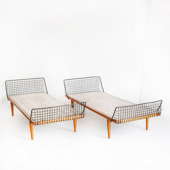 Image 1 of Single bed in teak and iron. Design by Bengt Ruda for Triva. Sweden, 1960s