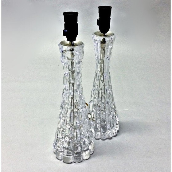 Image 1 of Pair of vintage glass lamps by Carl Fagerlund for Orrefors, 1960