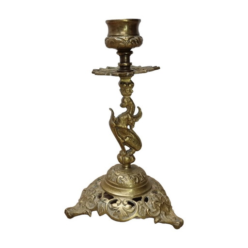 Vintage brass candlestick dragon